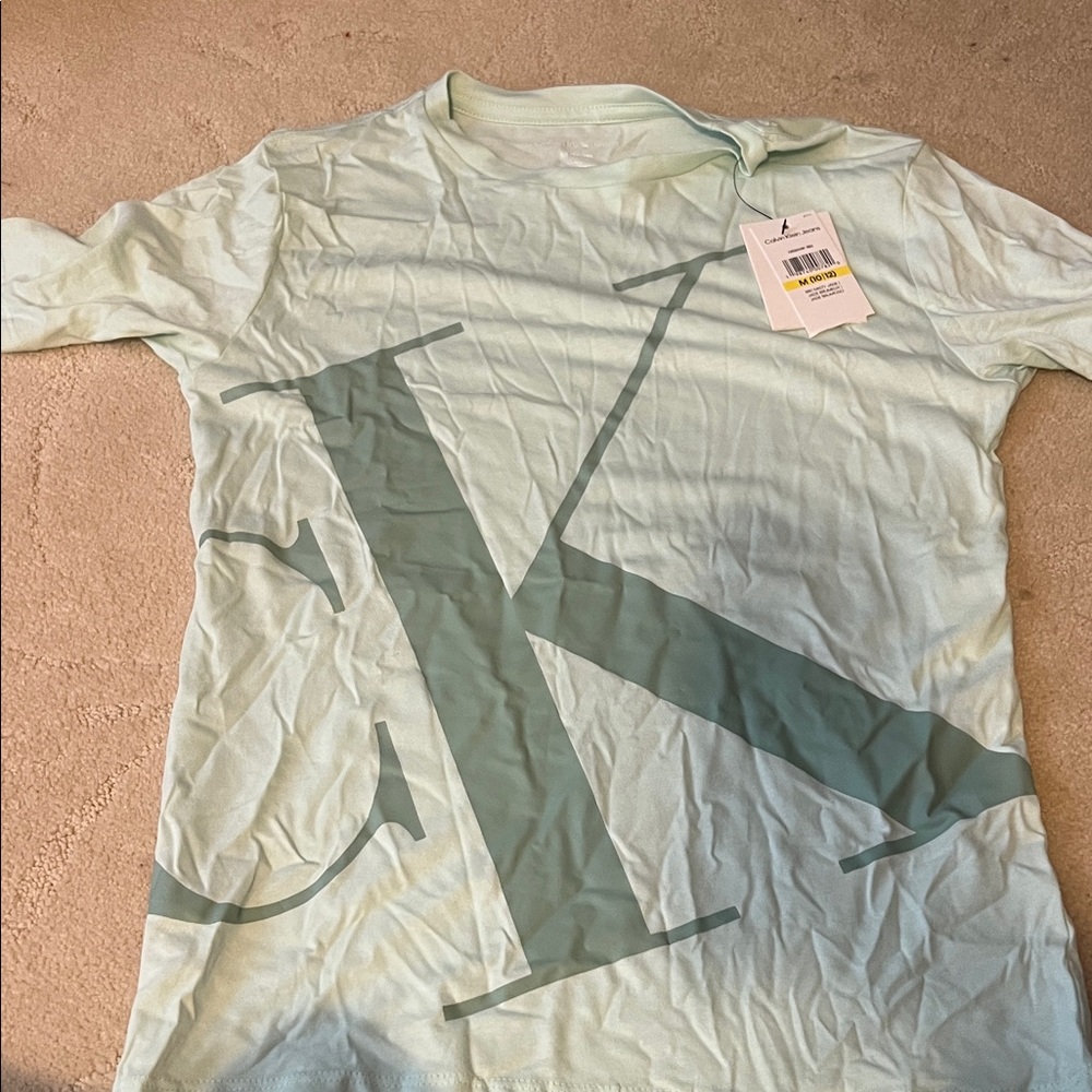 Kids Calvin Klein Mint Green Logo Tee